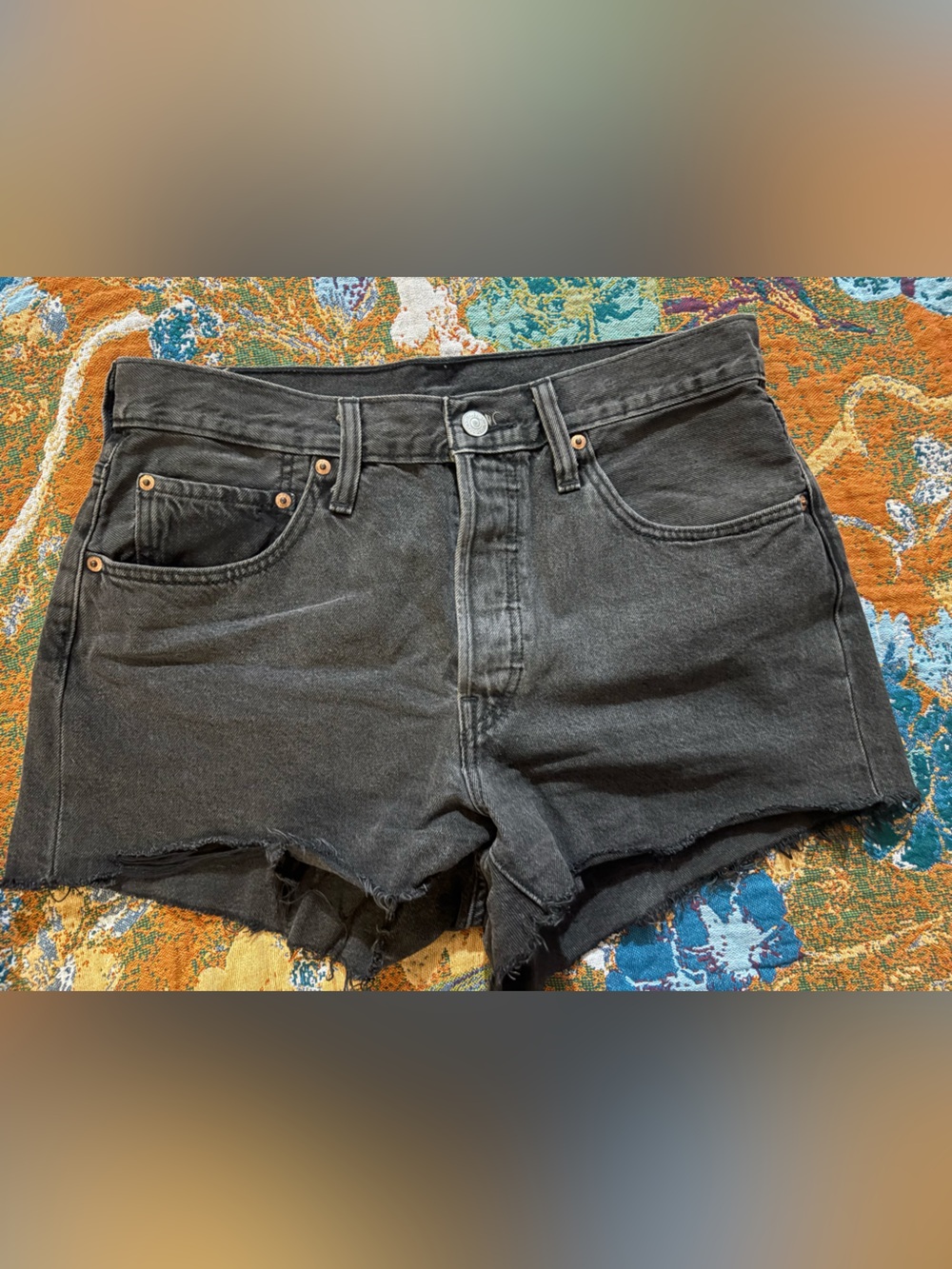 Levi's Black High-Rise Denim Cutoff Shorts